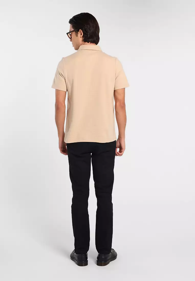 MANZONE - Kaos Polo Lengan Pendek Pria Grom 05 Slim Fit - Khaki Warna Khaki