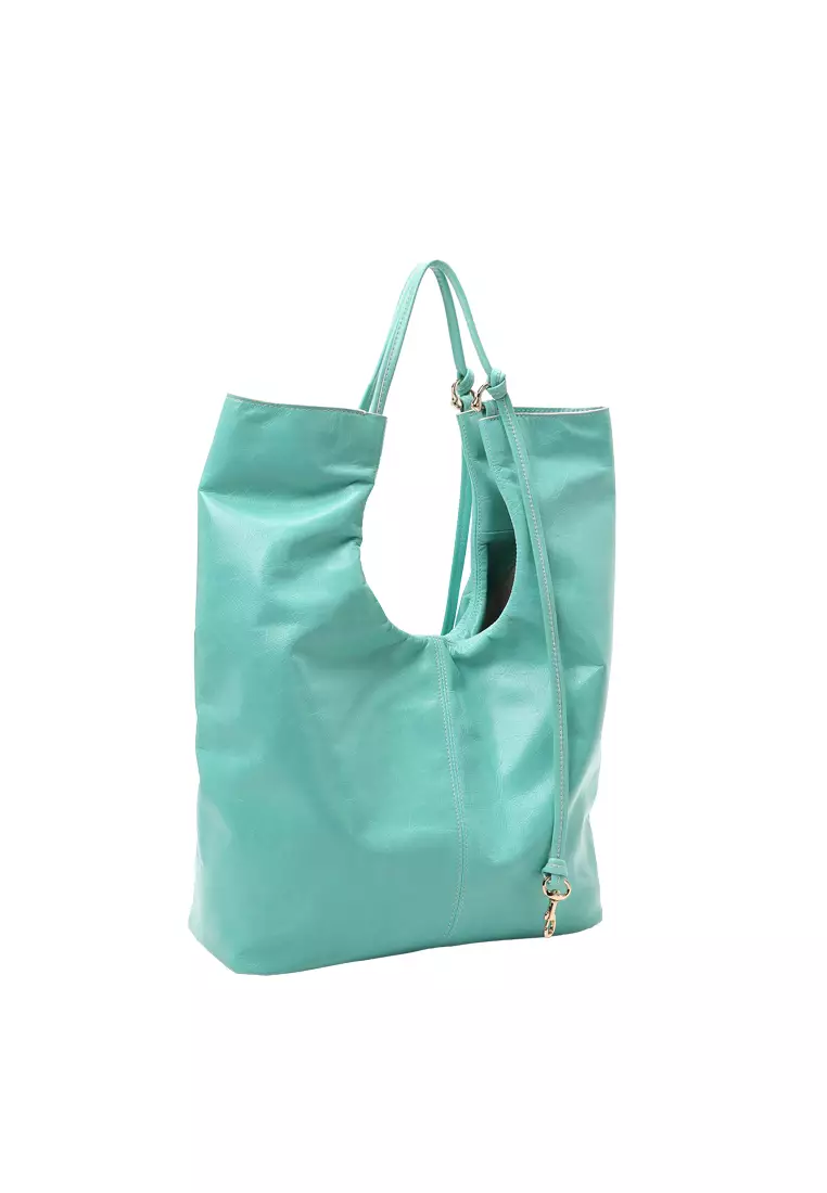 Ruche Cutout Rectangle Hobo Clutch Bag - Distressed Mint
