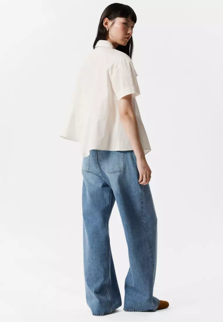 Short-Sleeve Asymmetric Blouse