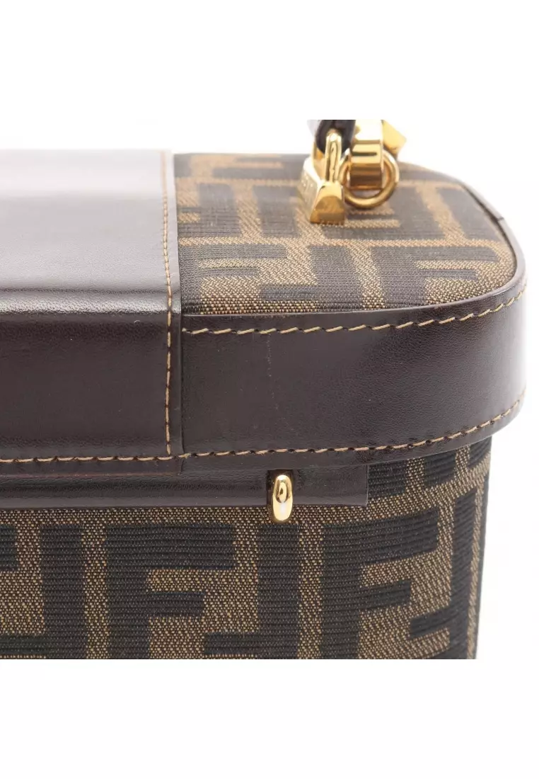 Buy Fendi Pre-Loved Fendi Zucca vanity bag Handbag canvas leather
