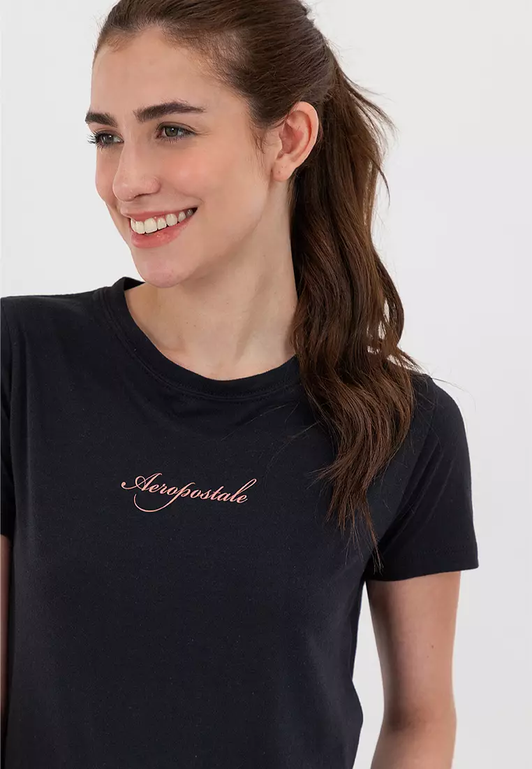 Online Exclusive Ladies Script Logo Tee Black