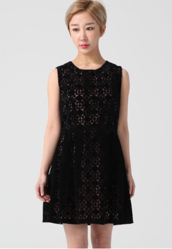 韓流時尚 穿孔麂皮無袖連衣裙 F4esprit outlet尖沙咀090, 服飾, 及膝洋裝