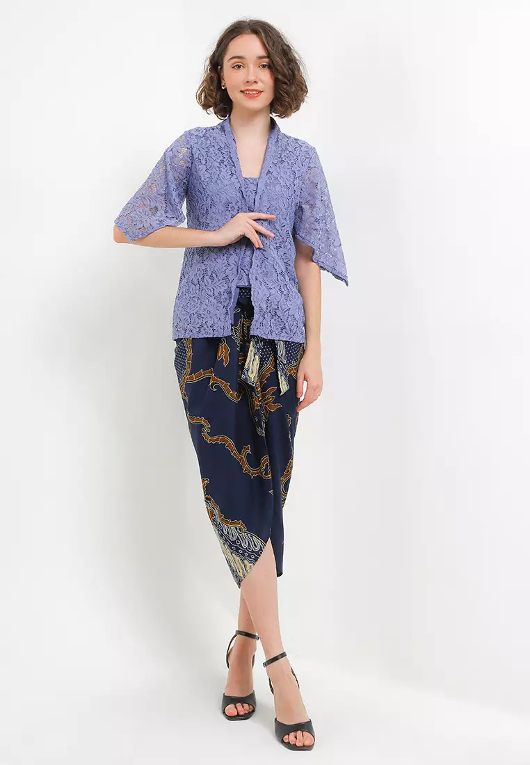 Rok Lilit Wanita Kondangan Batik Instant Zaviona Navy
