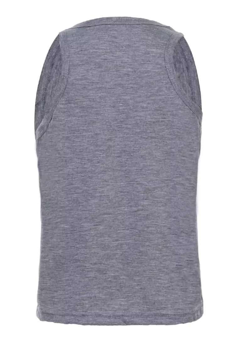 Oriel Singlet Anak Unisex Motif Polos Kids Tshirt Sleeveless Material Cotton ORIGINAL - Gray