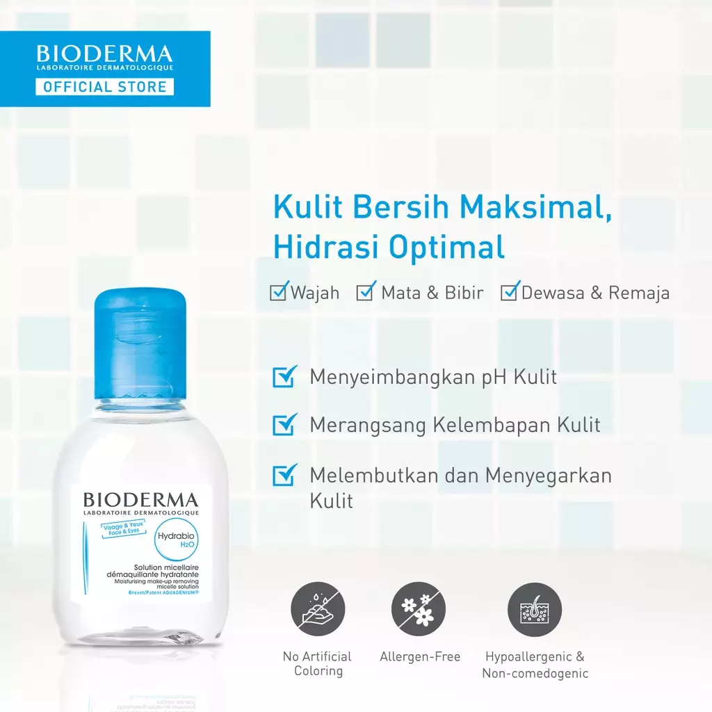 Bioderma Hydrabio H2O 100 ml - Micellar Water untuk Kulit Dehidrasi / Kering Dan Sensitif