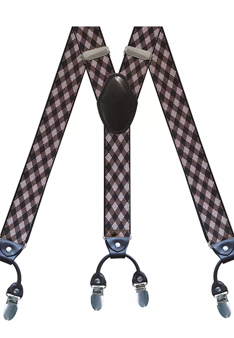 Buy HAPPY FRIDAYS Men's Adjustable Elastic 6 Clips Suspenders