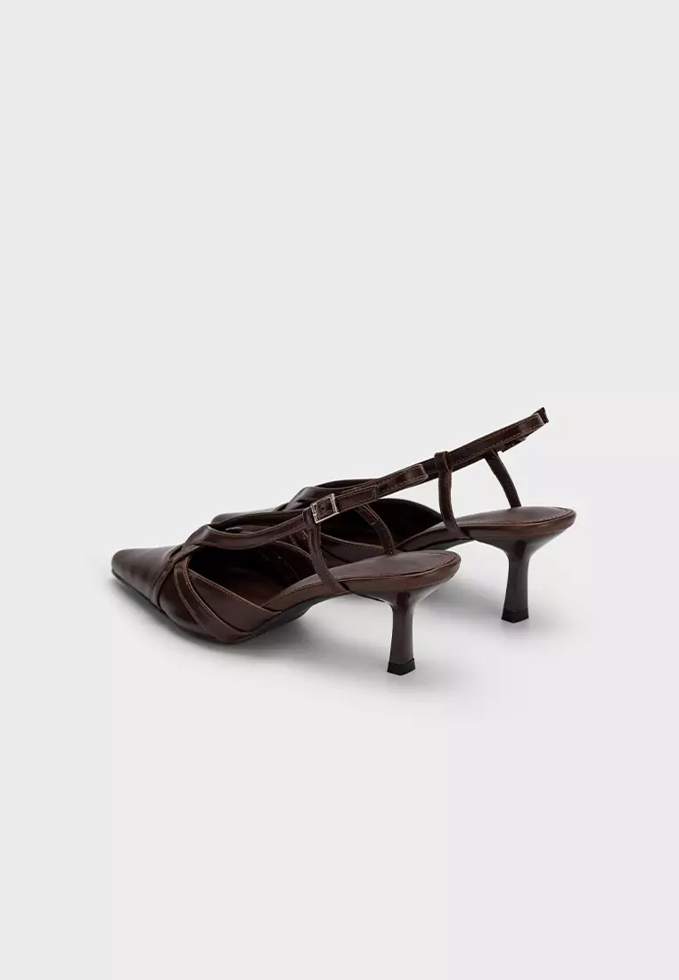 法式后空尖头高跟鞋