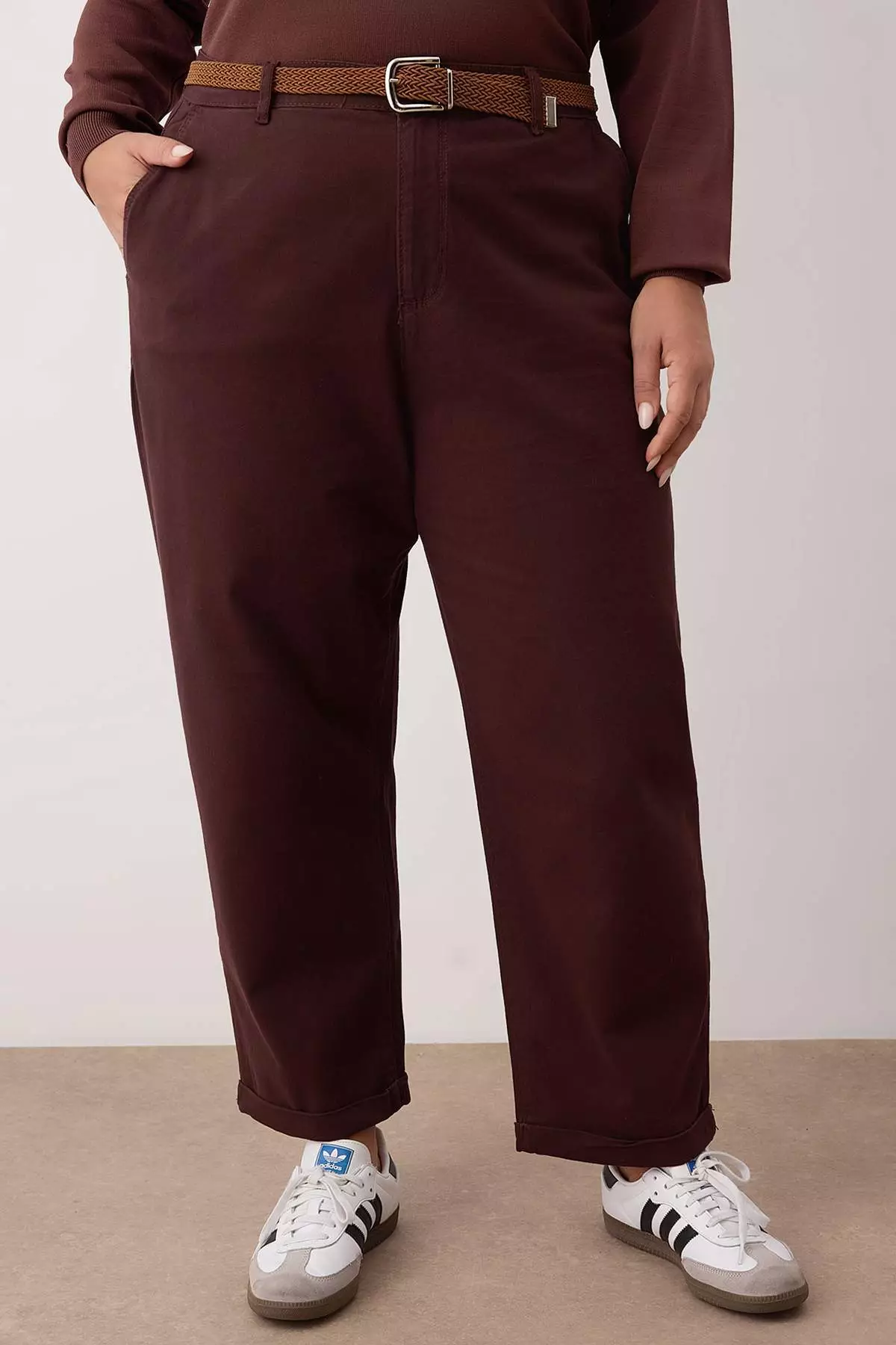 Plus Size High Waist Belted Mom Fit Jeans
