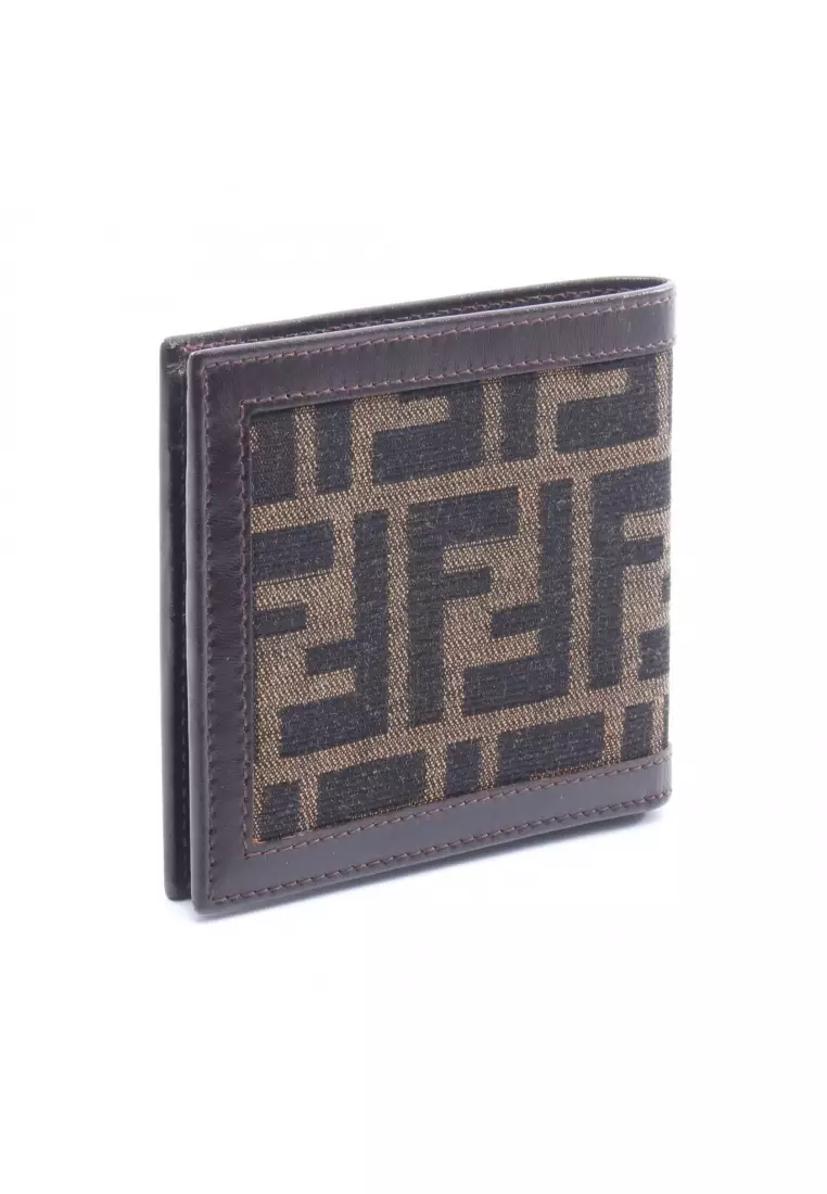 Buy Fendi Pre-Loved Fendi Zucca Bi-fold wallet canvas leather