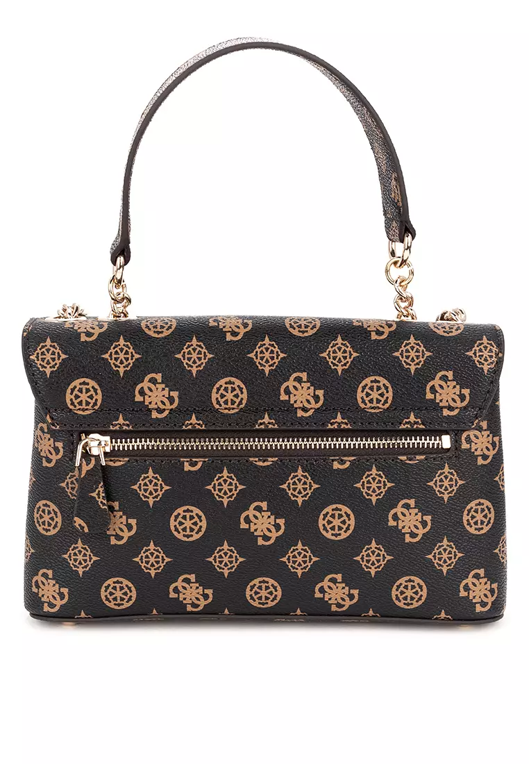 GUESS Daryna Sac à Bandoulière Convertible Rabat Noir – Cuir Synthétique, 24x14x7 Cm, Bandoulière Ajustable, Multiple Poches Et Porte-cartes