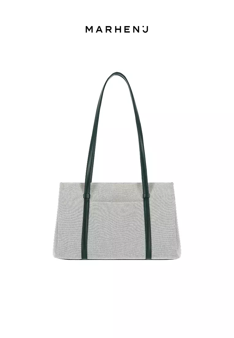 MINA Canvas Apple Leather Shoulder Bag Green