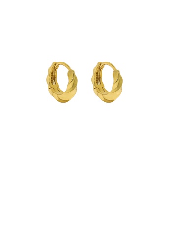 Glamorousky silver 925 Sterling Silver Plated Gold Simple Fashion Twist Geometric Circle Earrings 13246AC4BA018FGS_1