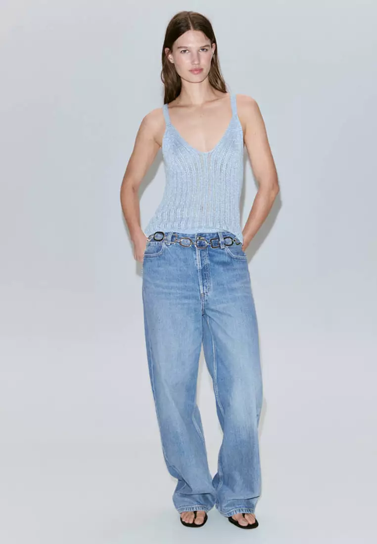 Openwork Lurex Knit Top