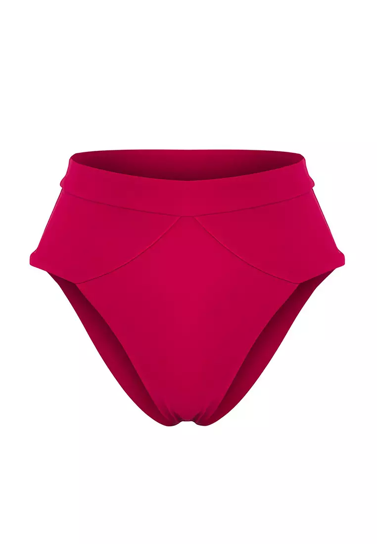 Maroon Normal Waist Regular Bikini Bottom TBESS25BA00041