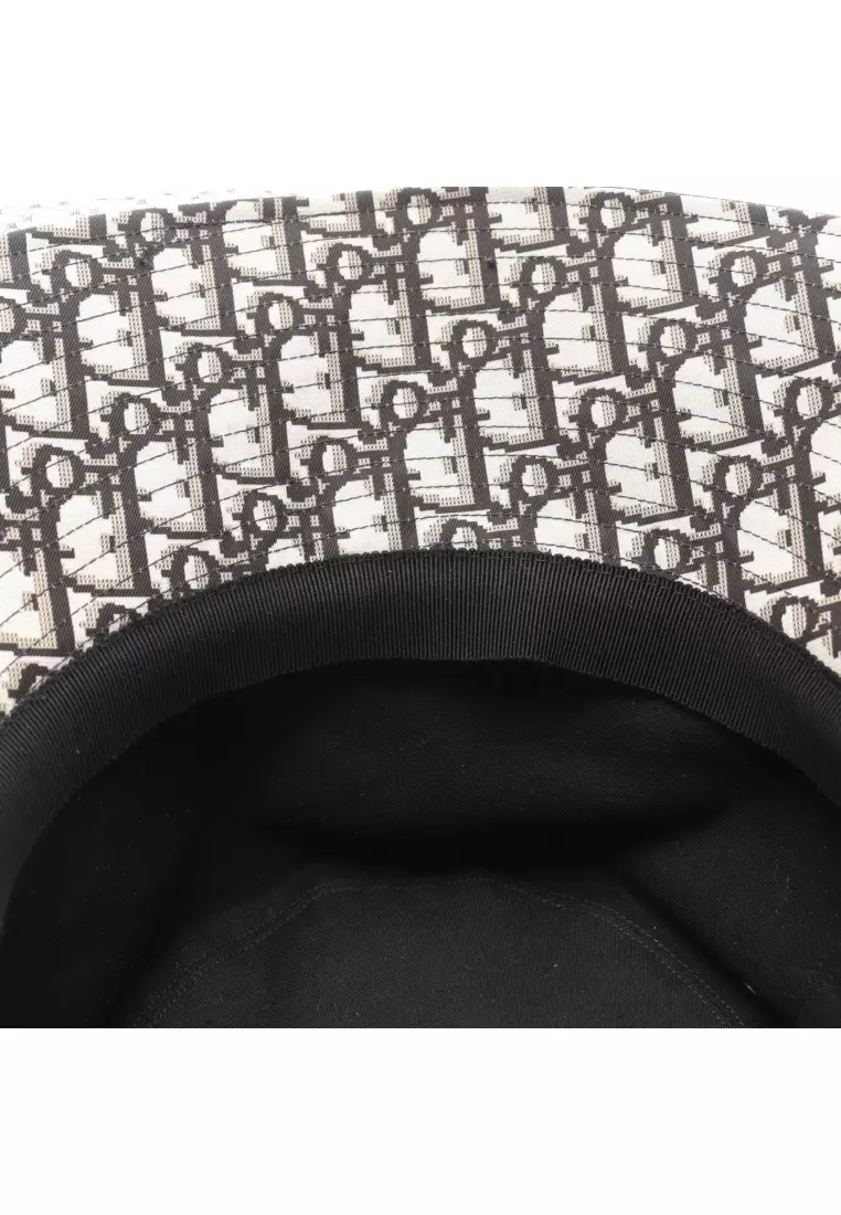 Pre-Loved Christian Dior TEDDY-D bob hat bucket hat cotton black With tulle