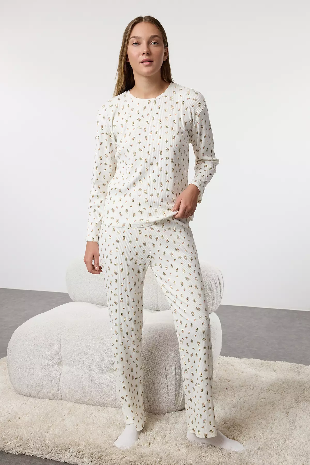 Floral Pattern Pajama Set