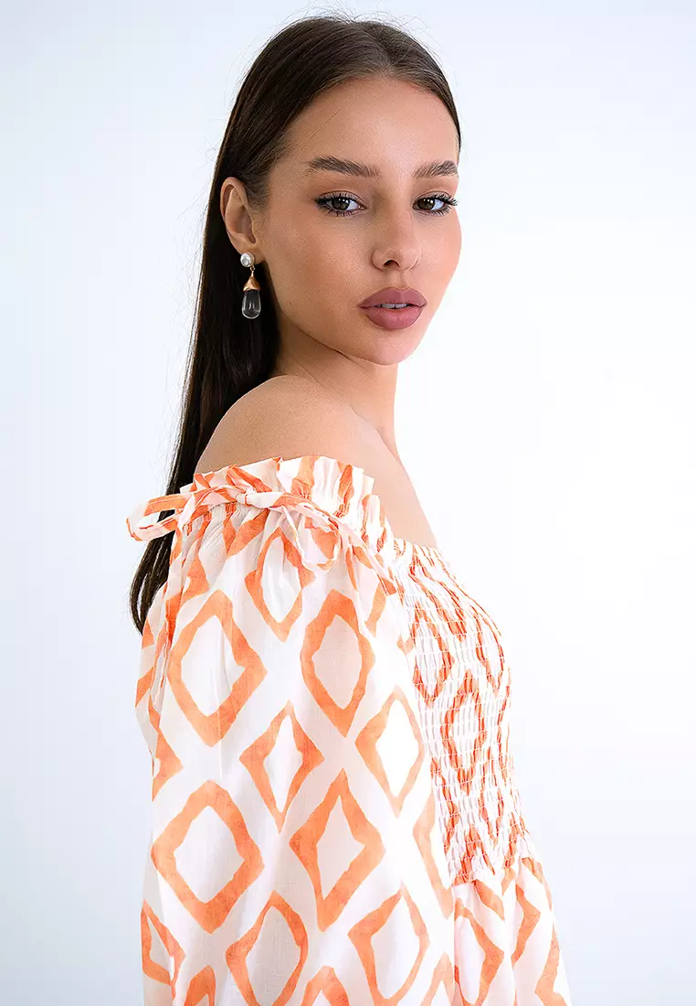 Printed Puff Sleeve Mini Dress