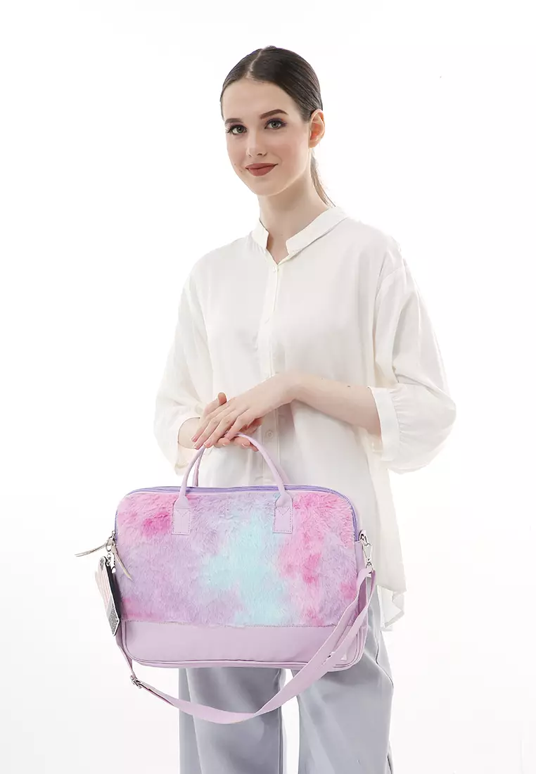 Shania Laptop SlingBag Fluffy Purple Pink With Mini Pouch -  Purple 4 Cactus