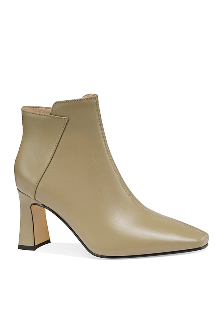 VANSA Fashion Cow Leather Chunky Heel Ankle Boots VSW-B8363-2