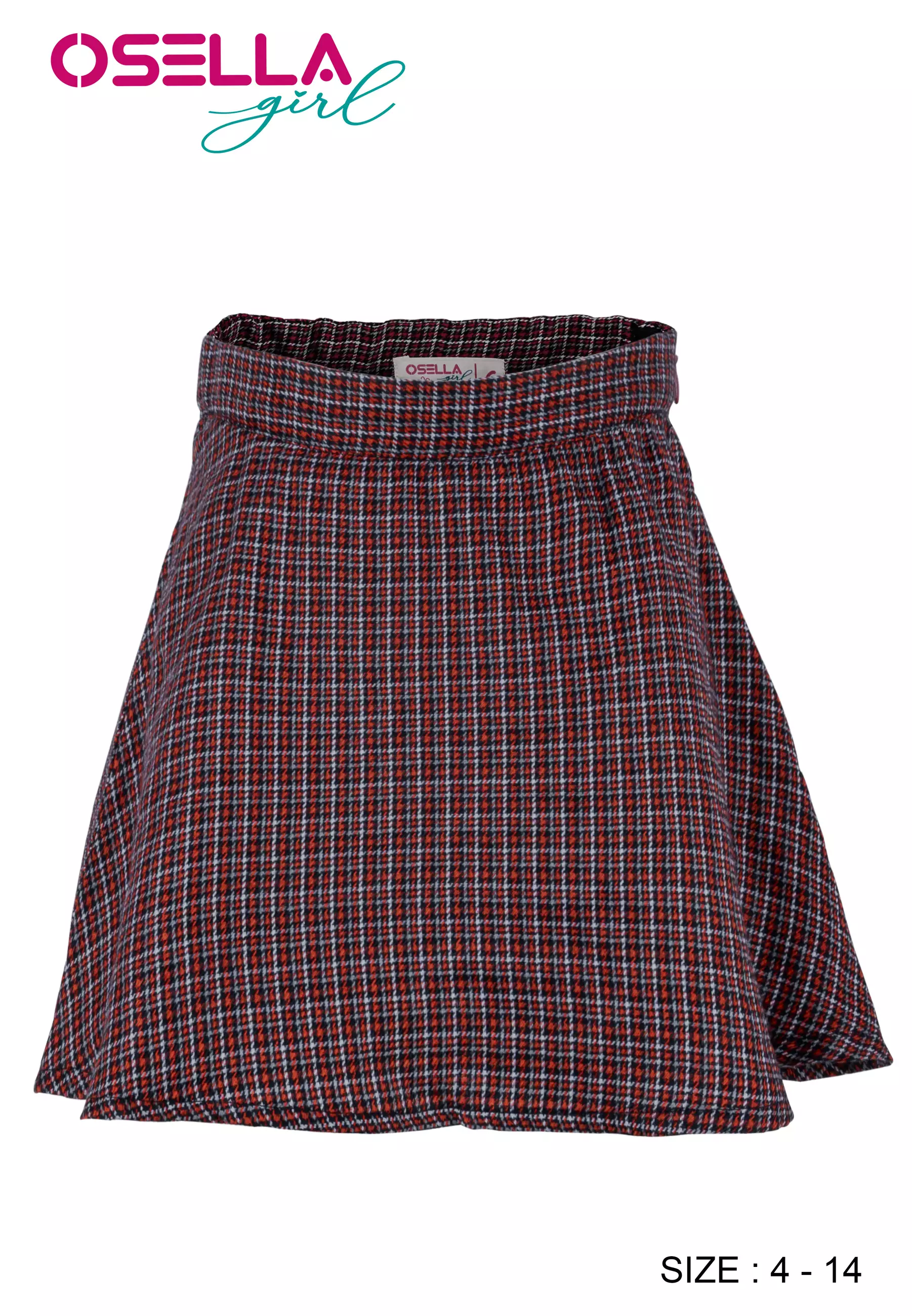 [NEW] Osella Kids Flare Checkered Mini Skirt In Red 2386401051 | Rok Mini Anak Perempuan