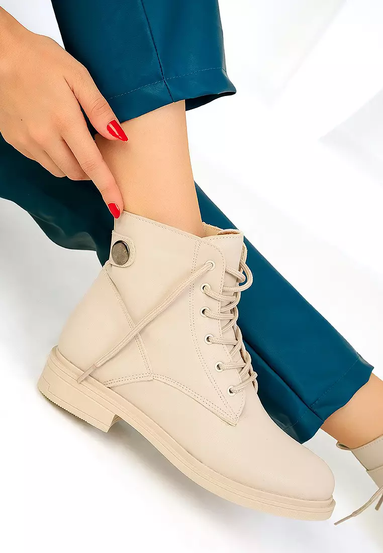 Round Toe Combat Ankle Boots