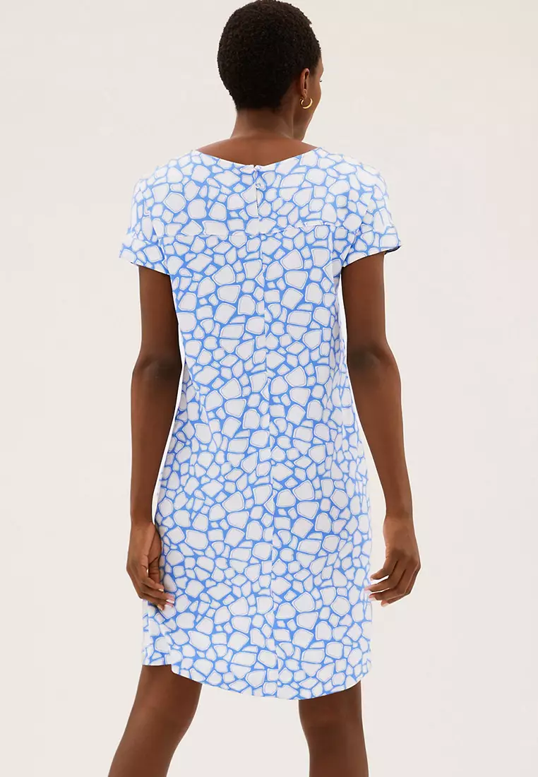 Animal Print Short Sleeve Shift Dress