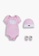 Levi's pink Levi's Girl Infant's Batwing Logo Bodysuit, Beanie & Bootie Set (6 - 12 Months) - Fairy Tale 616C5KAA1CC18BGS_1