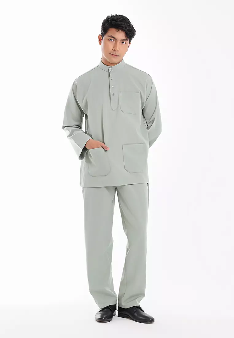 Alain Delon Baju Melayu Cekak Musang Dewasa - 19026001-40SageGreen