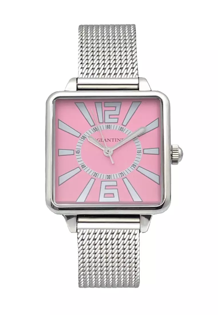 Zalora Exclusive - La Parisienne Steel Quartz Watch, Pink Dial on Steel Milanese Bracelet