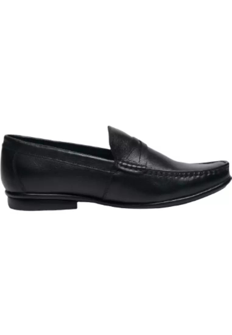 Mens black leather slip sale on shoes