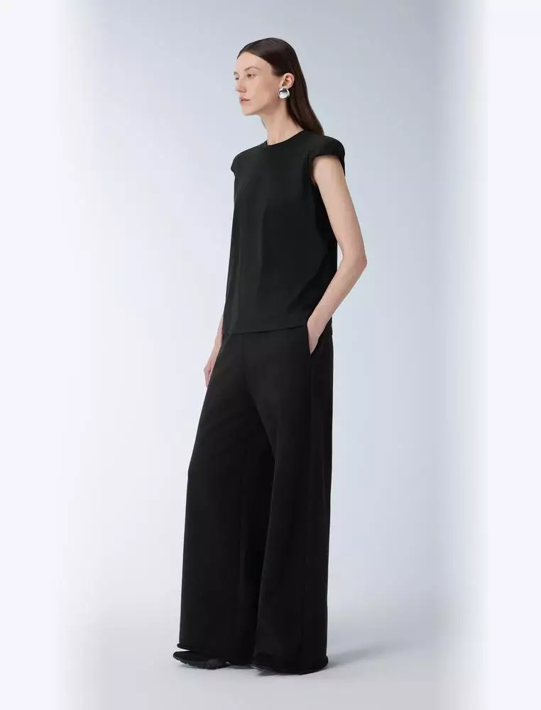 Cotton pleated short-sleeved T-shirt