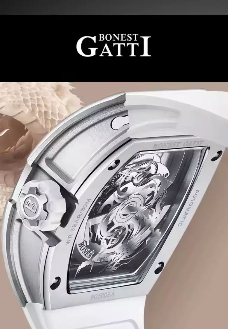 Automatic Unisex DRAGON Stainless Steel Watch, Rubber Strap