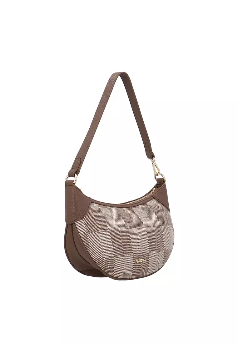 Aveline Checkmate 2-Way Shoulder Bag - Brown