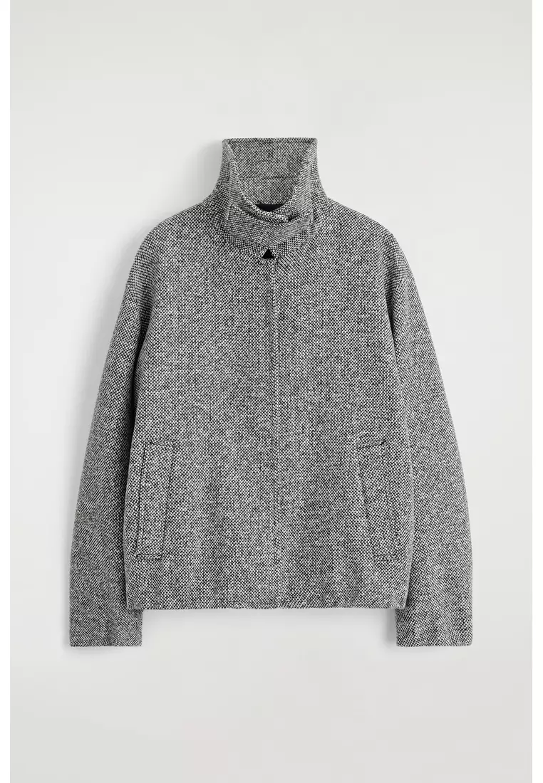 WOOL-TWEED FUNNEL-NECK JACKET