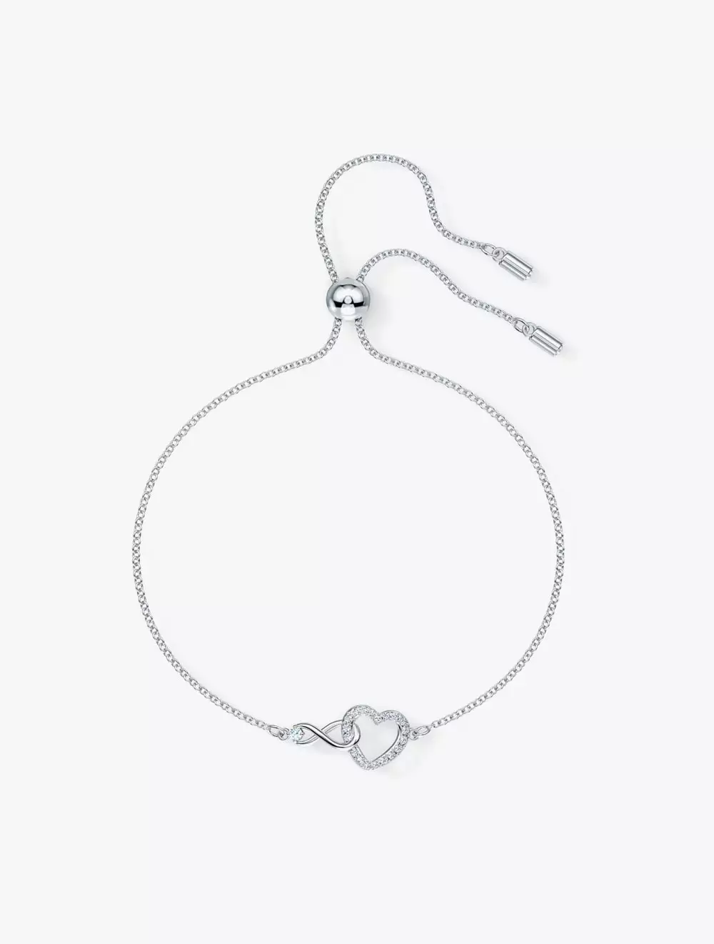 Swarovski Infinity Heart Bracelet, White, Rhodium Plated - Silver