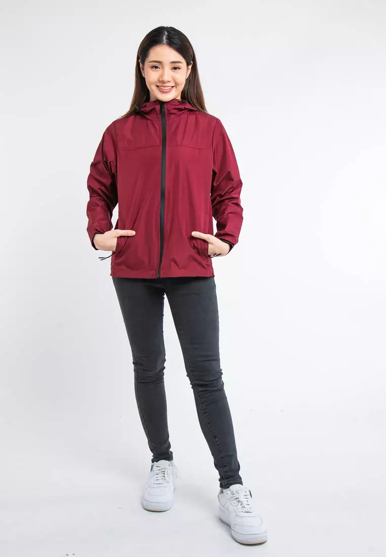 Forest Ladies Premium Windbreaker Women Trekking Biker Jacket Jogging Running Hoodie Waterproof Jacket - 830118 - 56Maroon