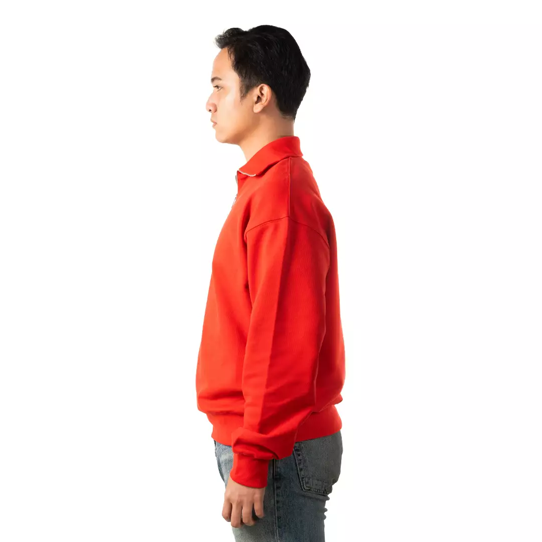 Half Zip Sweatshirt in Cotton - Red