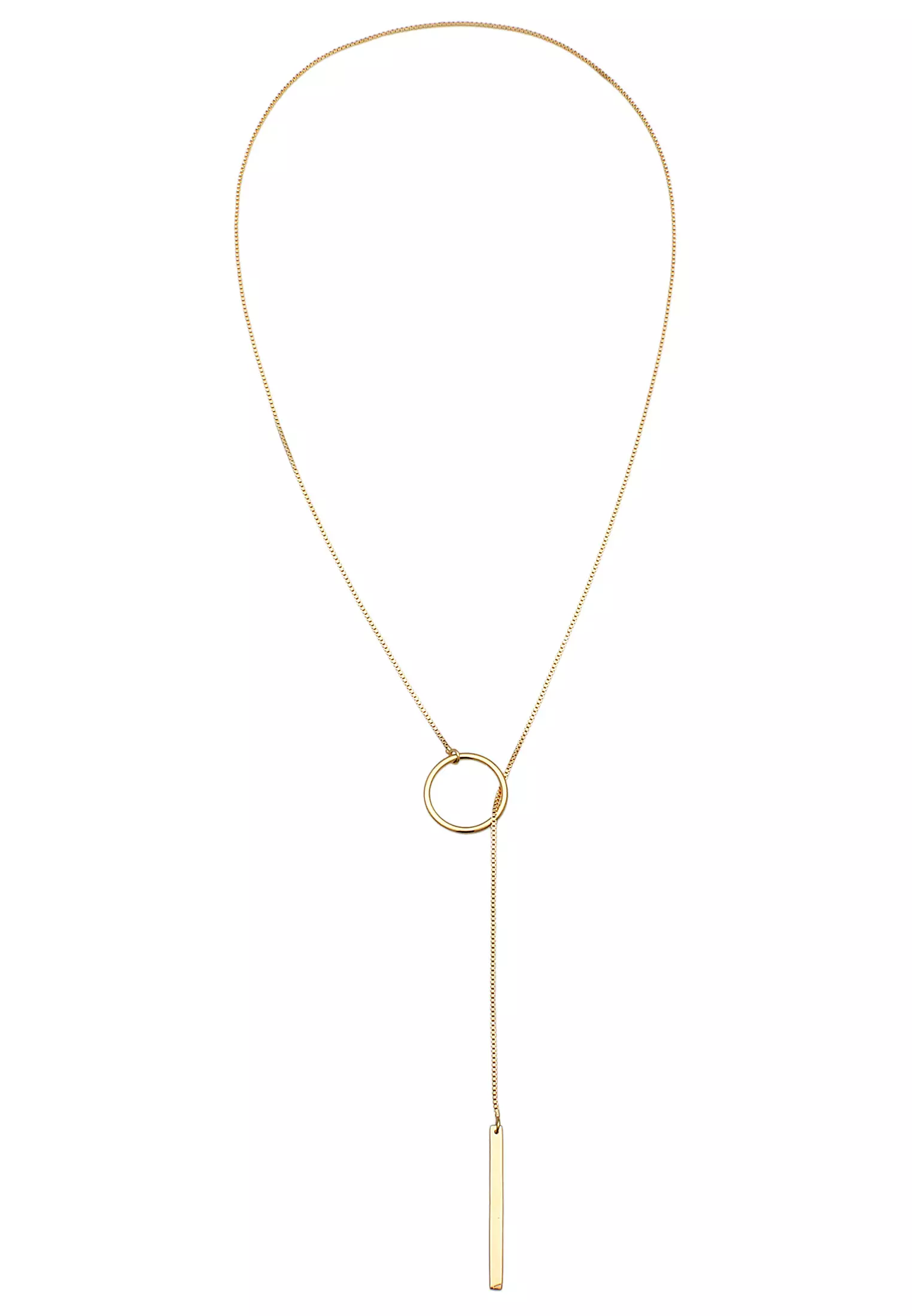 Necklace Y-Chain Circle Rod Geo Gold Plated