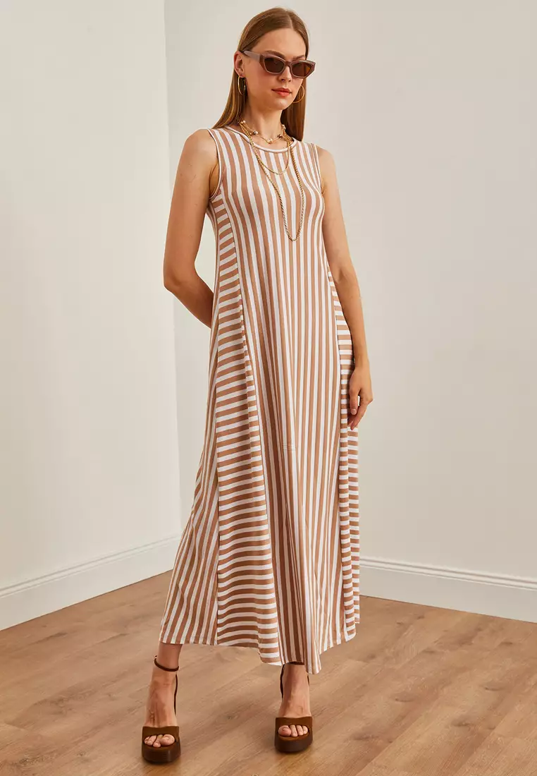 Striped Midi Casual Dress