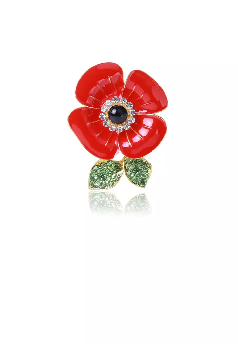 Red new arrivals flower brooch