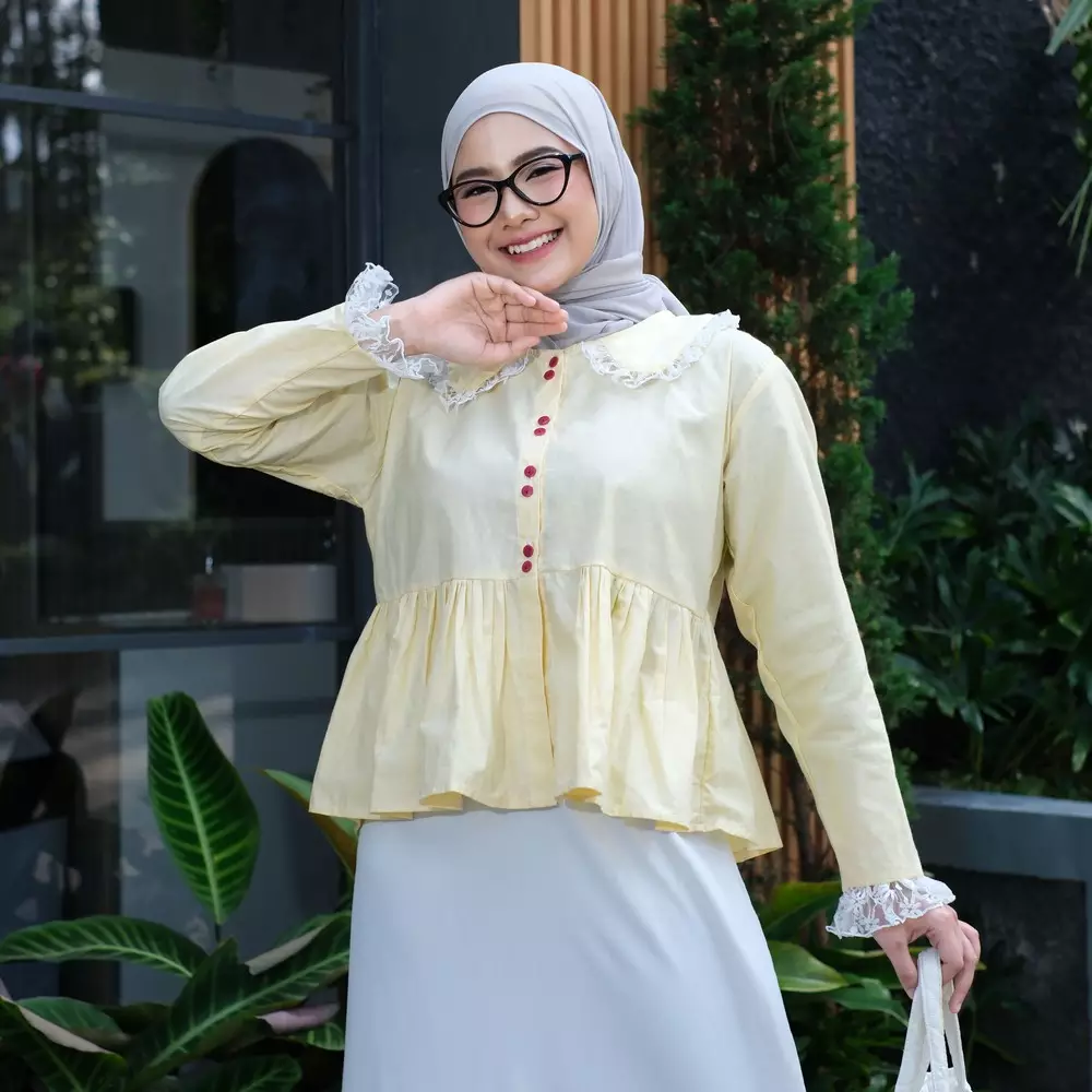 Biyaa Poplin Blouse - Soft Yellow M19745 R100S5