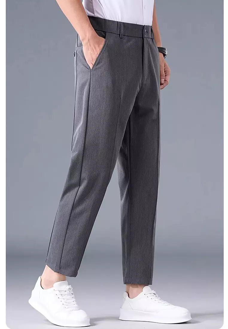 Men's Elasticated Waist Ankle Suit Pants