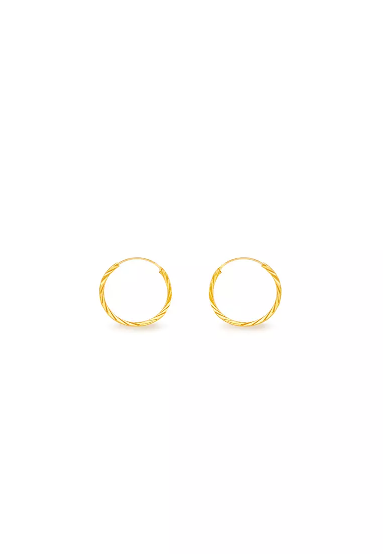 916/22K Gold Round Earrings S77B (M Size)