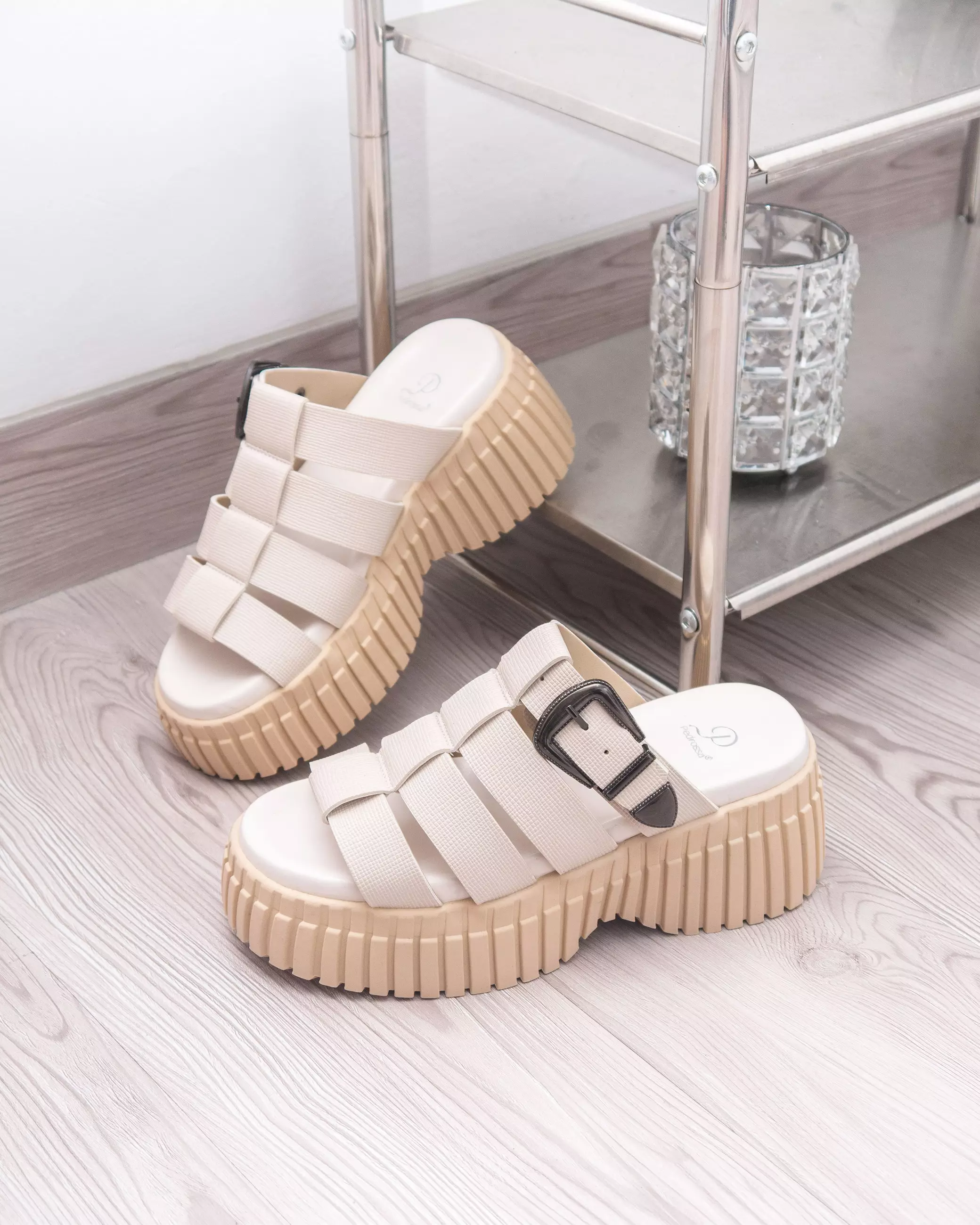 Bianca Platform Sandal in Beige