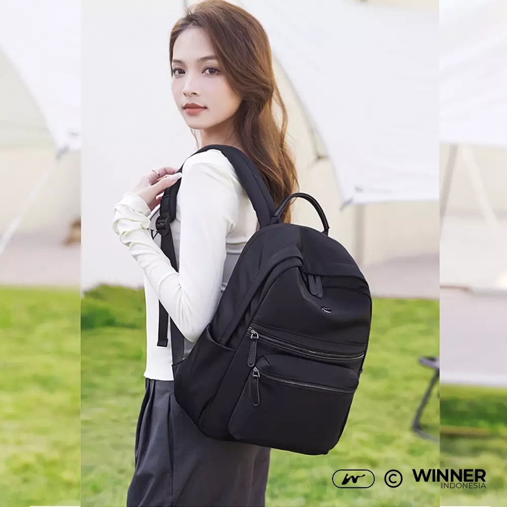 Tas Ransel Laptop 13 inch Oxford Anti-Air Backpack Korean Style (T14-028-6528) Warna Hitam 13 inch
