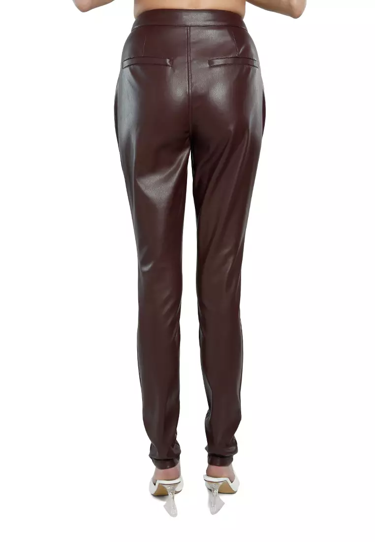 Chocolate High Waist Faux Leather Pants