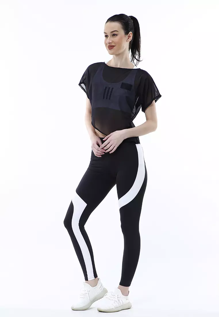 Jeslin One Set Atasan Bawahan Baju Senam Aerobik 3 in 1 High Quality - Hitam