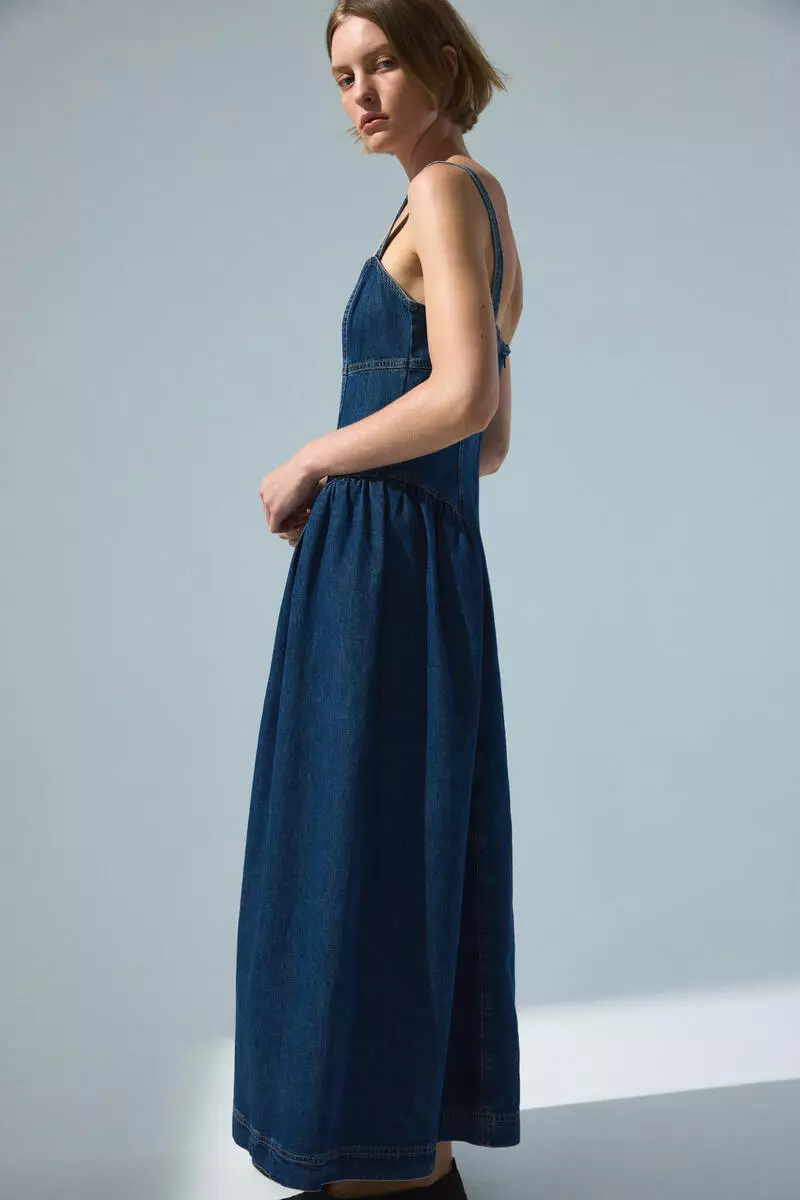 Buy H&M Flared-skirt denim dress 2026 Online | ZALORA
