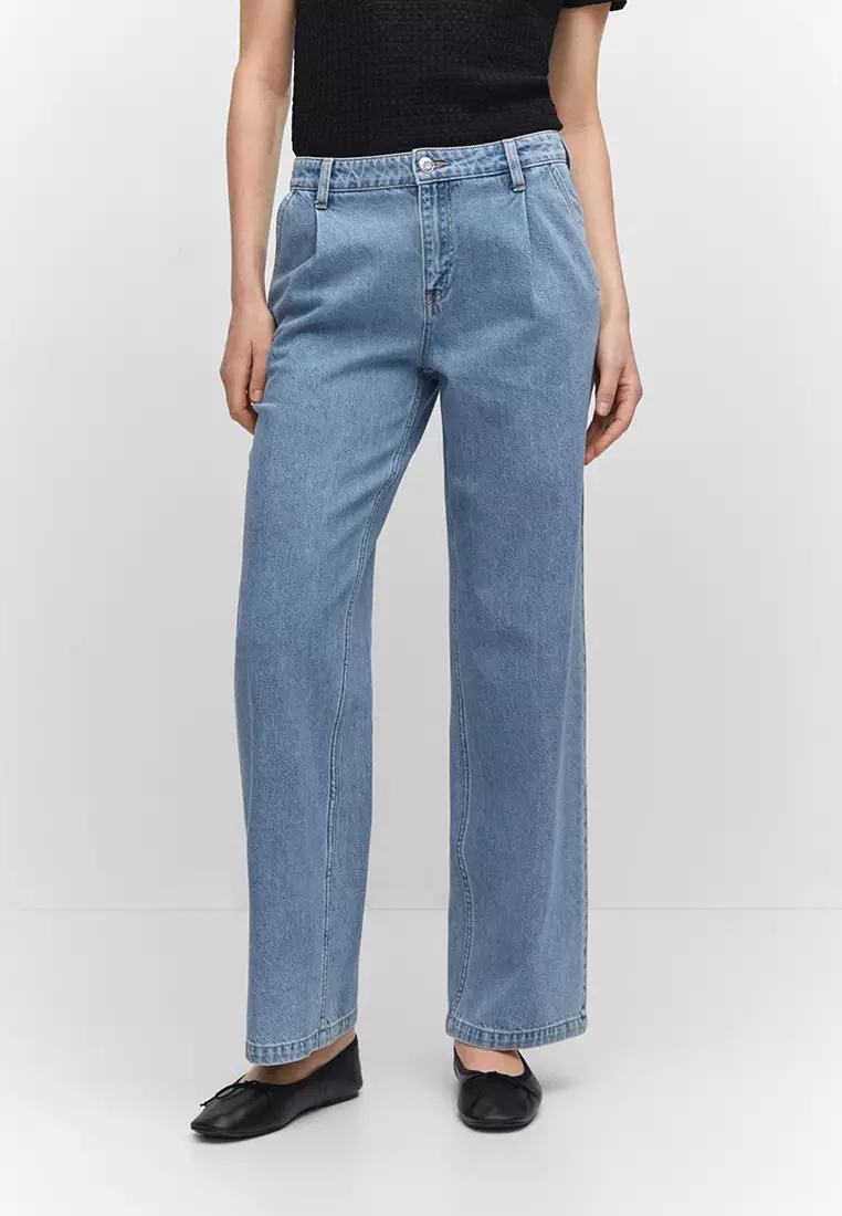 Buy Mango Straight Pleated Jeans Online | ZALORA Malaysia