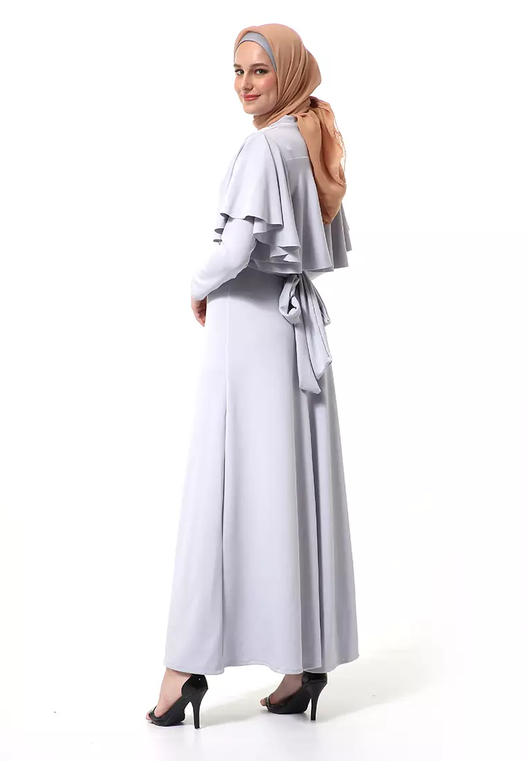 Zeta Dress Fashion Muslimah Wanita Long Sleeve Style Basic Relaxed Fit - Abu